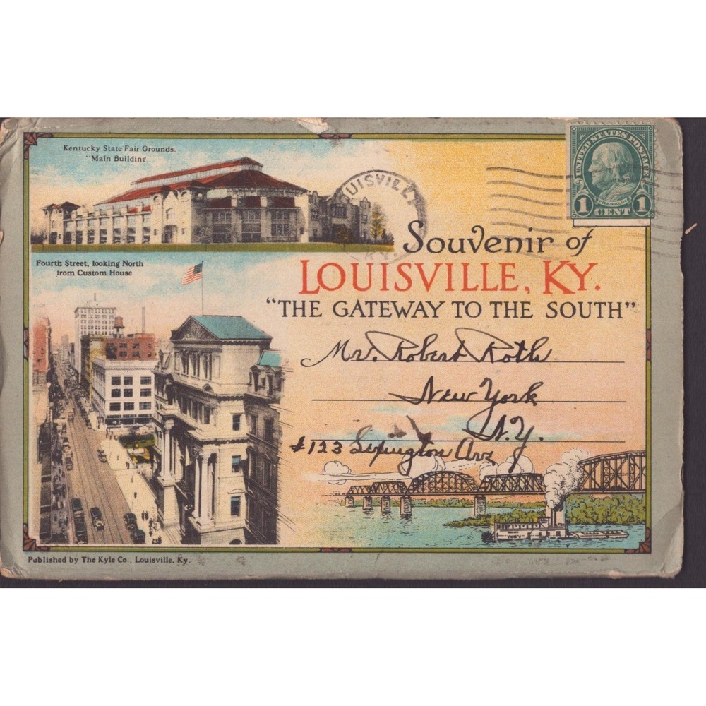 Louisville Kentucky KY Souvenir Folder Postcard State Fair 4th St Kyle Co Posted